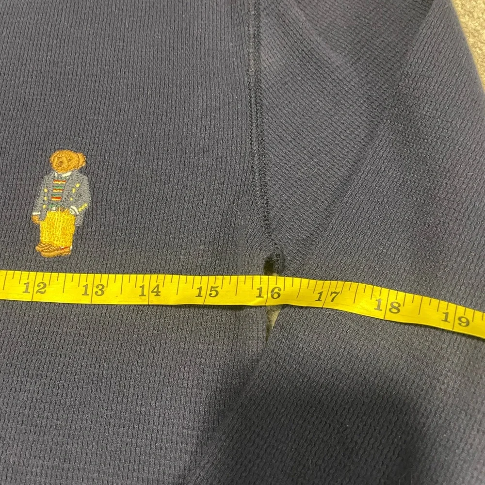 Polo Ralph Lauren Polo Bear Waffle Knit Thermal Shirt Navy Small - Picture 8 of 8